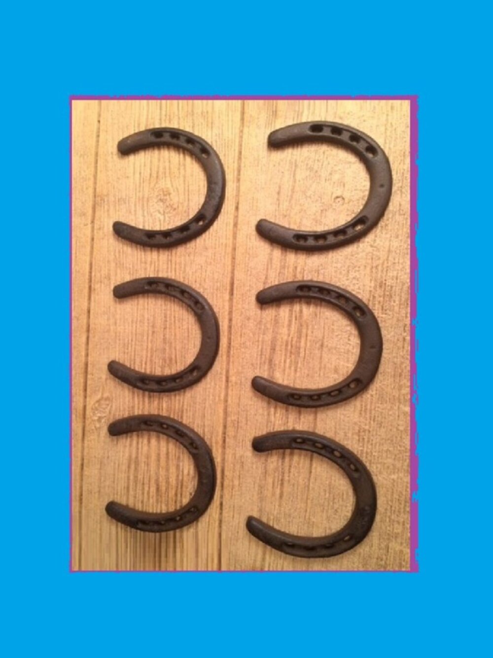 Set of Six (6) 5" tall Horseshoes Rustic Cast Iron Set of Six (6) 05208